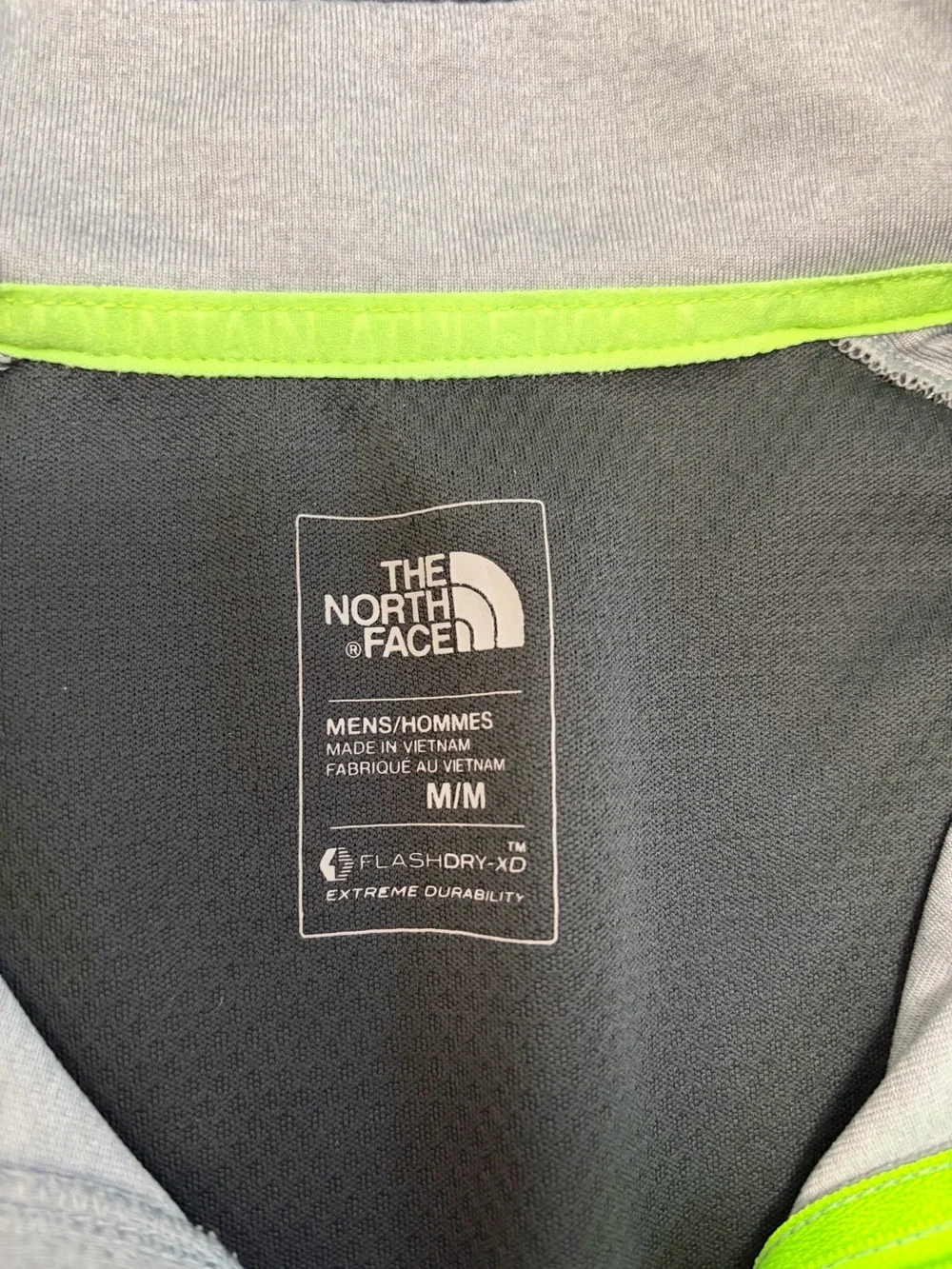 The North Face Men’s Gray Long-Sleeve Quarter-Zip with Neon Green Trim